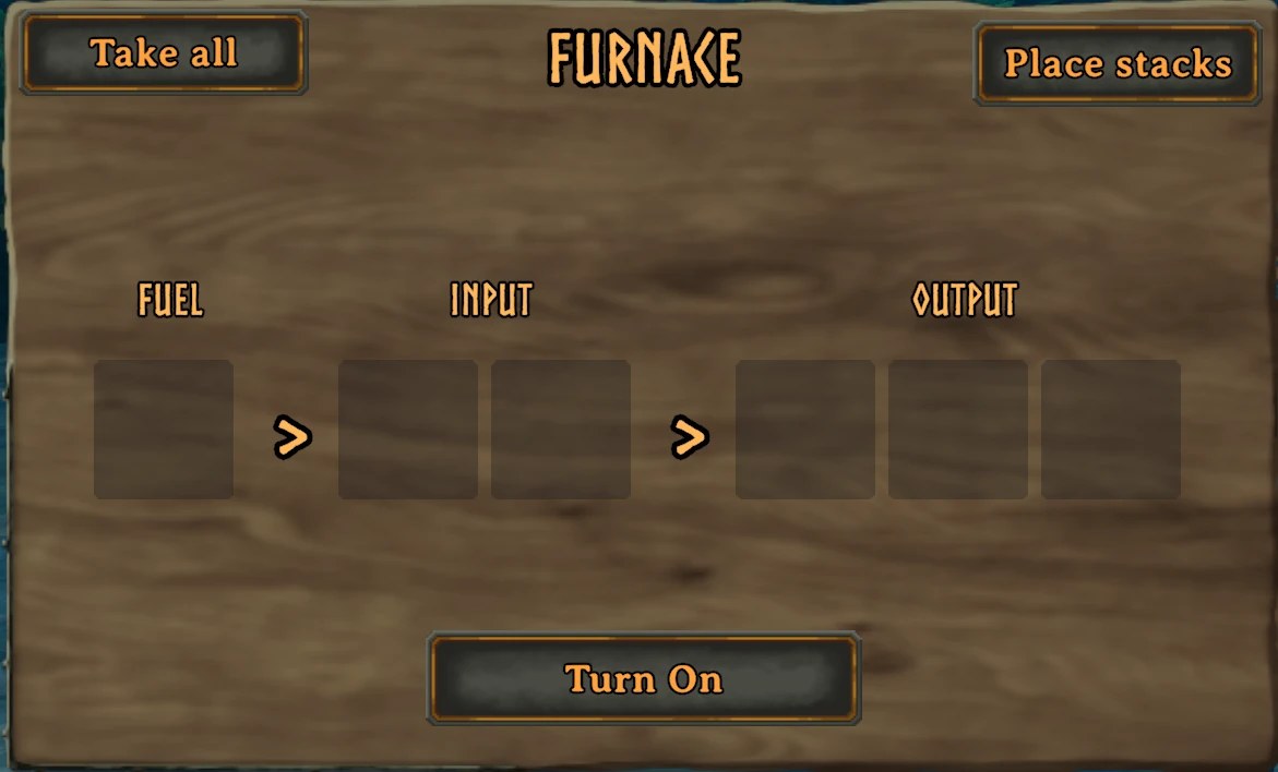 The furnace window with fuel, input and output slots