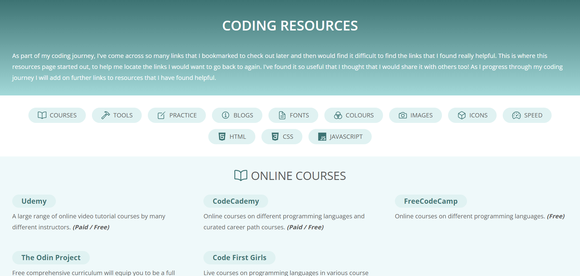 coding resources project