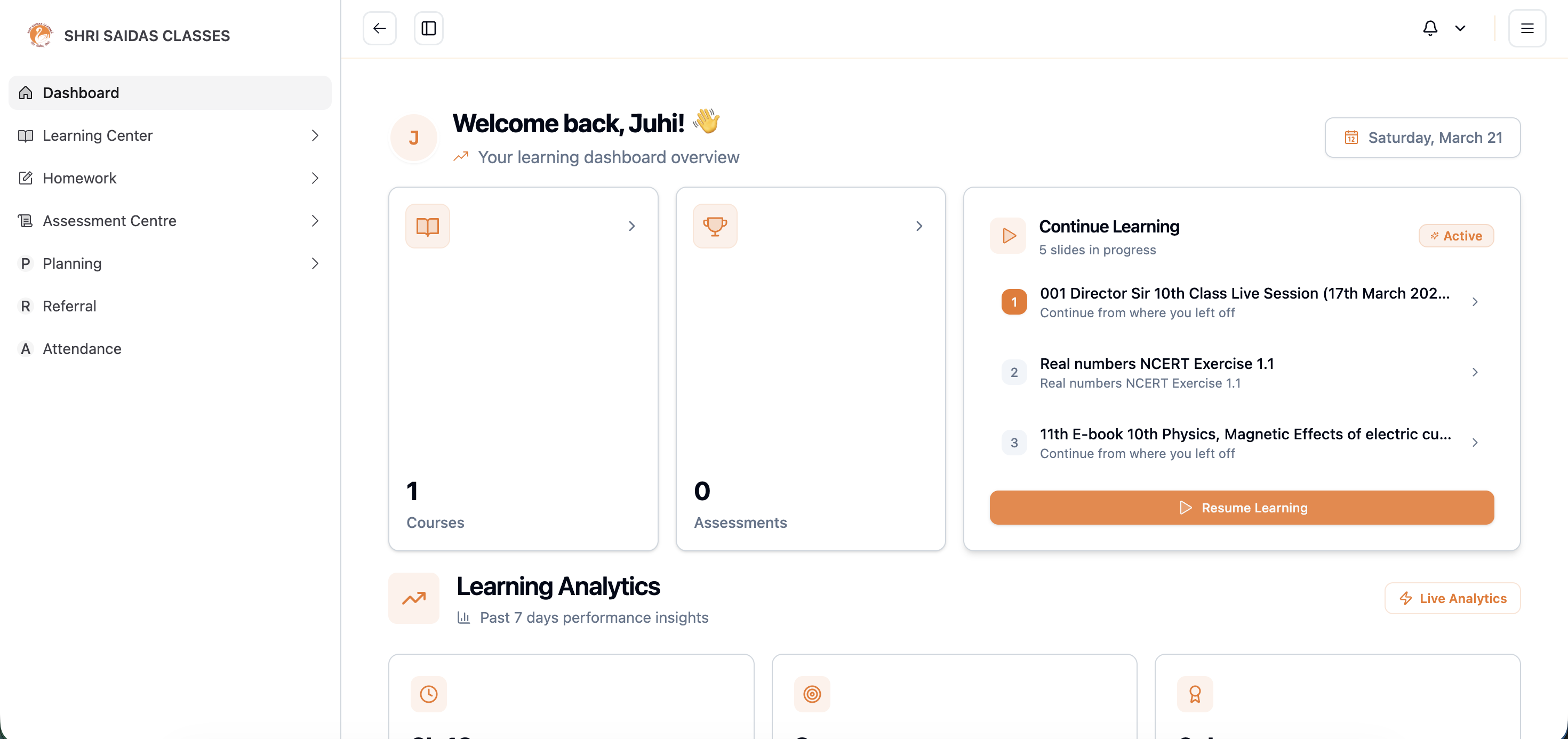 Learner Dashboard