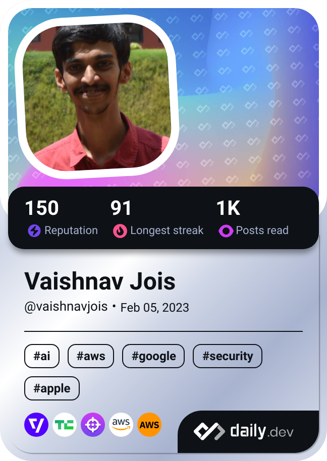 Vaishnav Jois's Dev Card