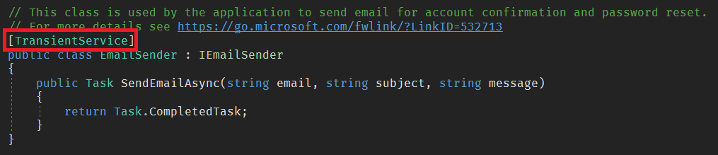 EmailSender Class with annotation