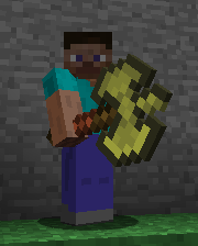 Player holding golden battleaxe