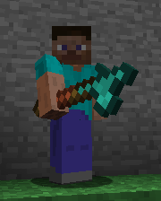 Player holding diamond warhammer