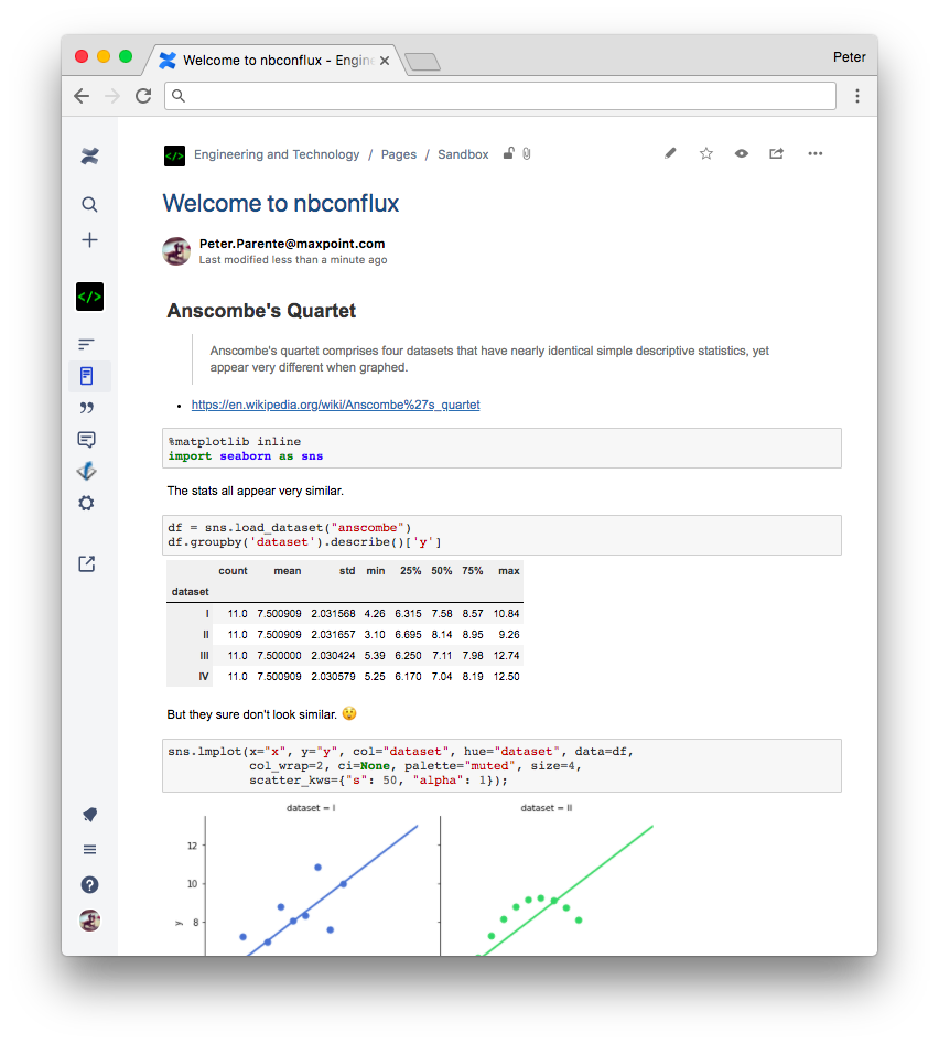 Screenshot of a notebook converted to a Confluence page