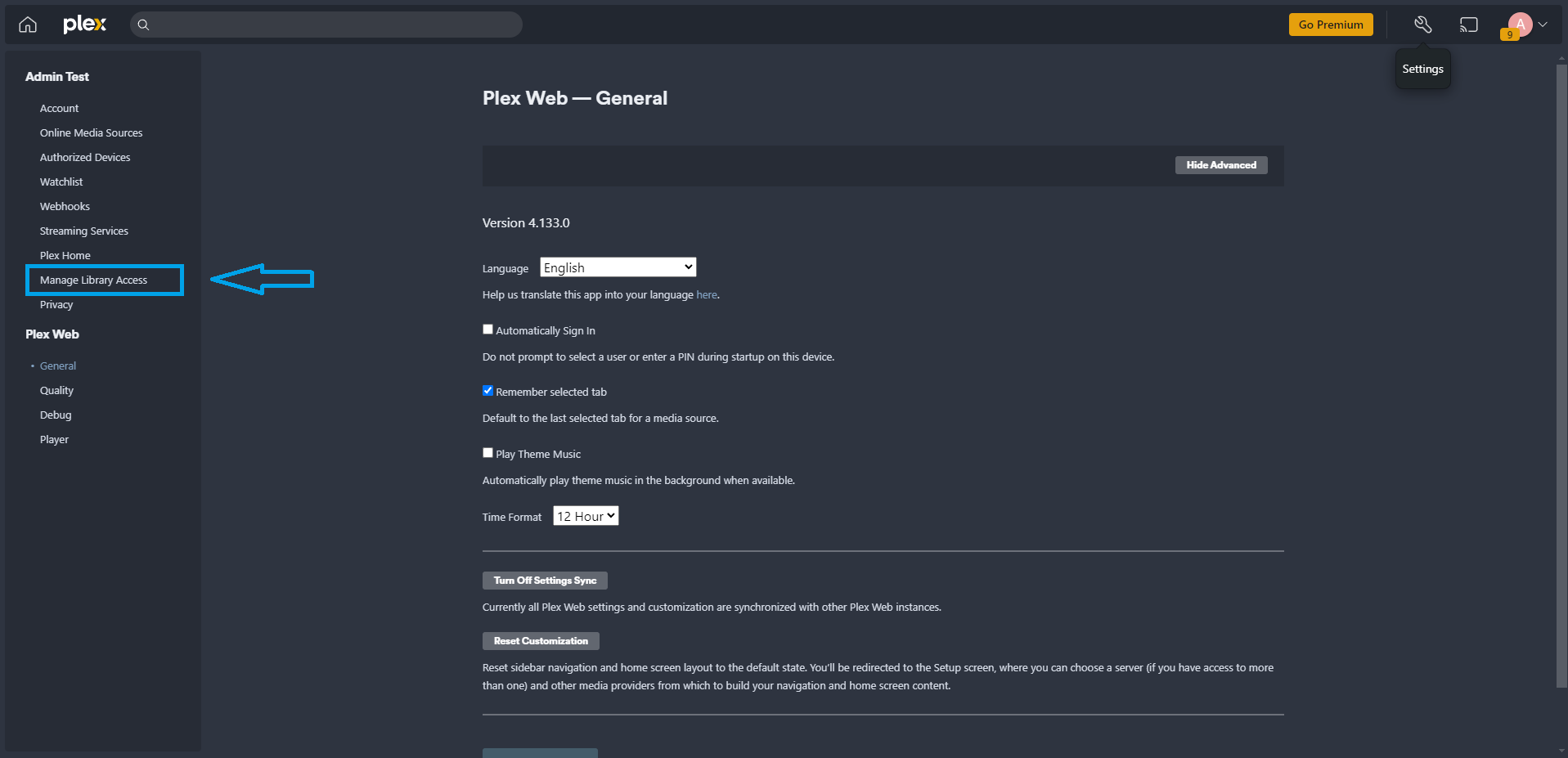 Gestisci accesso alla libreria