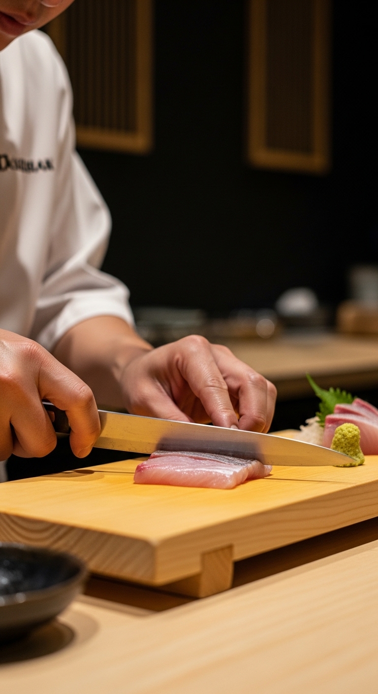 Master chef preparing sushi