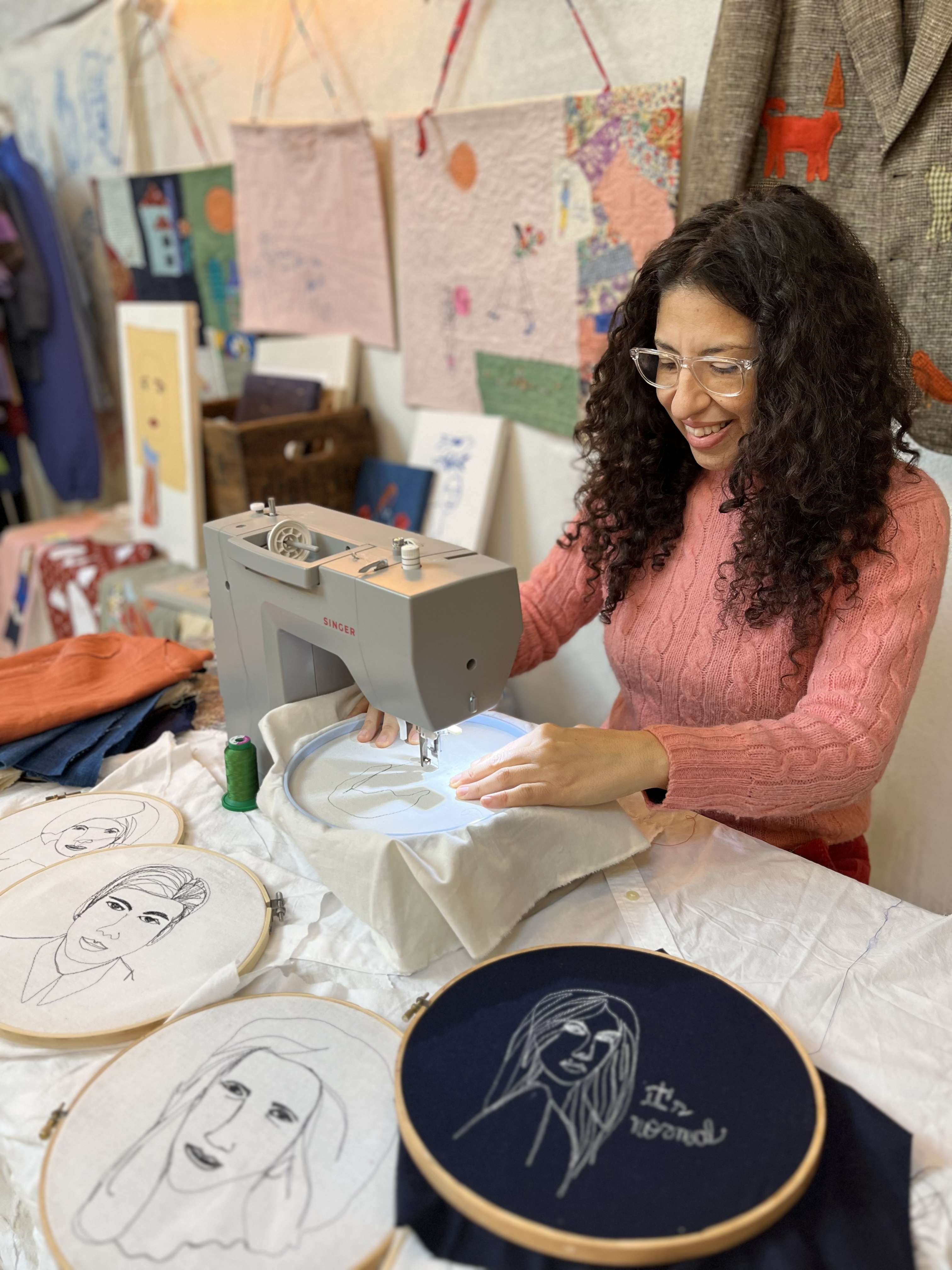Vania at her sewing machine