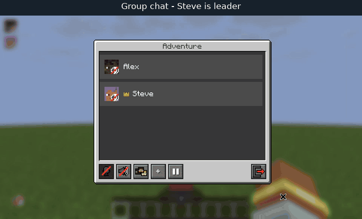 Steve pauses for proximity chat and returns to Adventure without a password prompt
