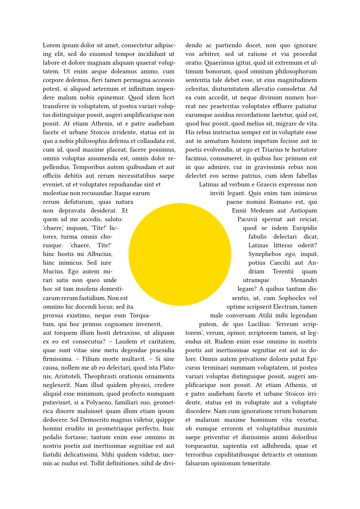text with a circular cutout