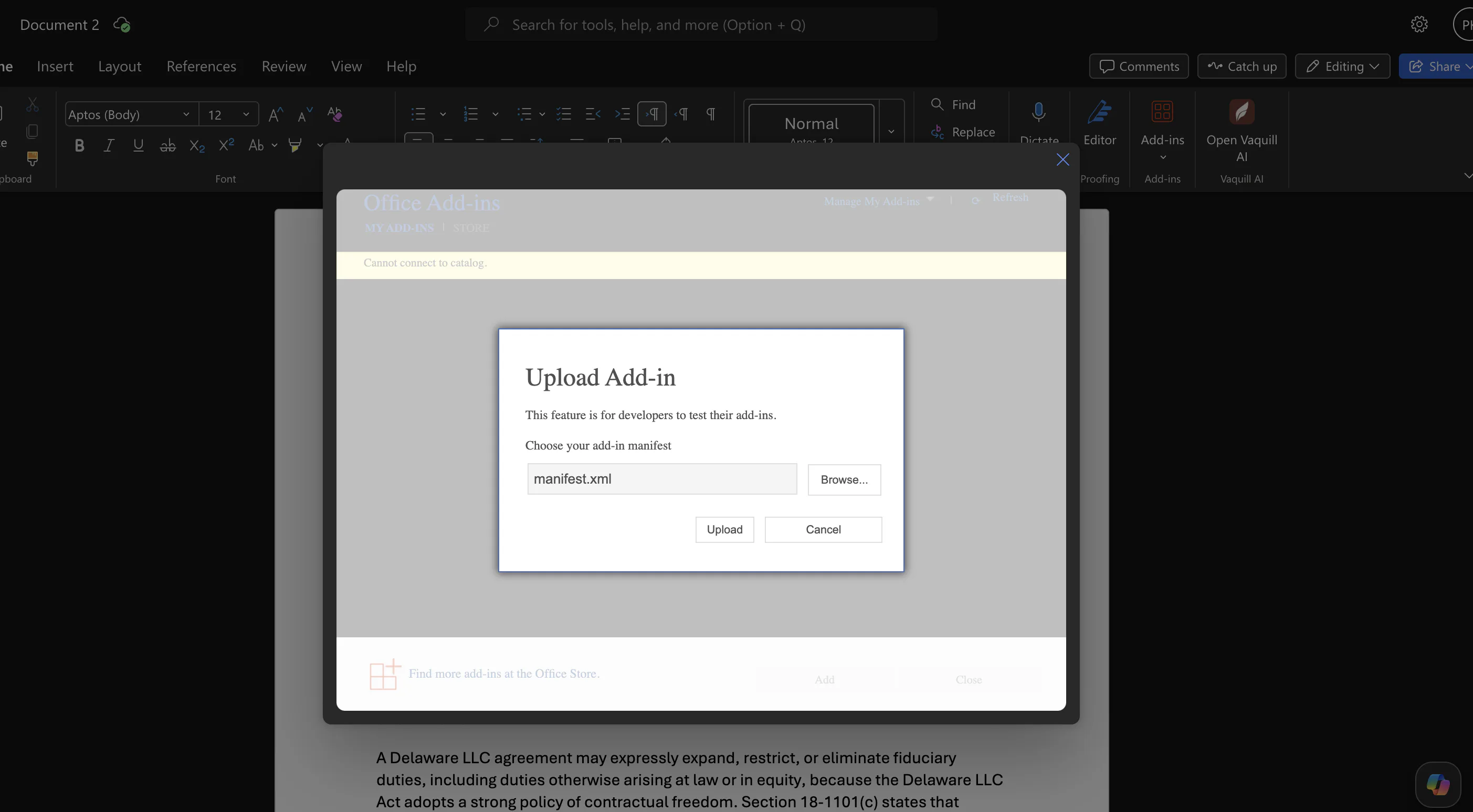 Choose the manifest file