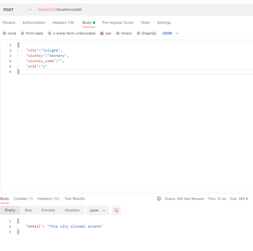 POST addLocation location already exists