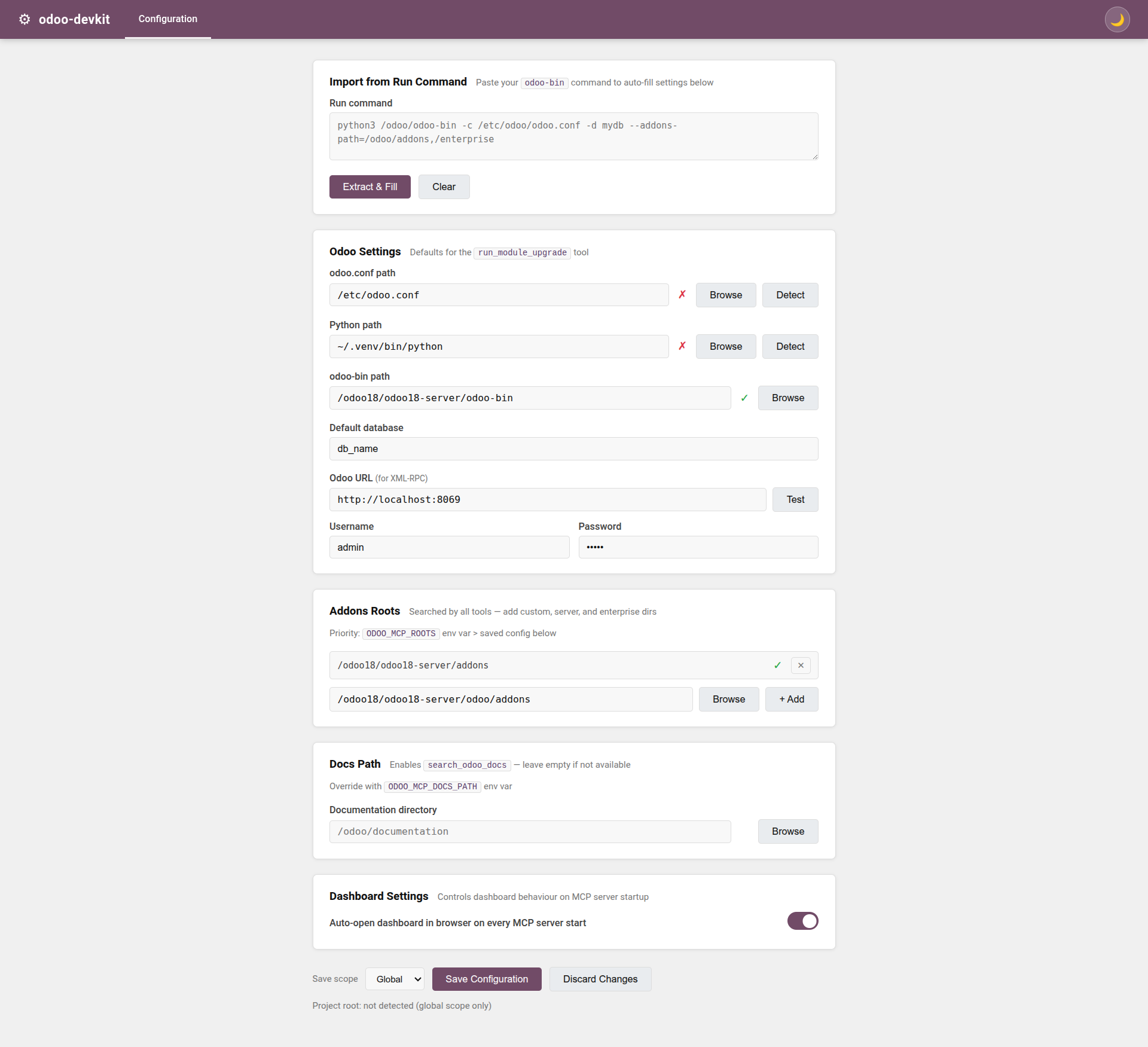 Dashboard screenshot