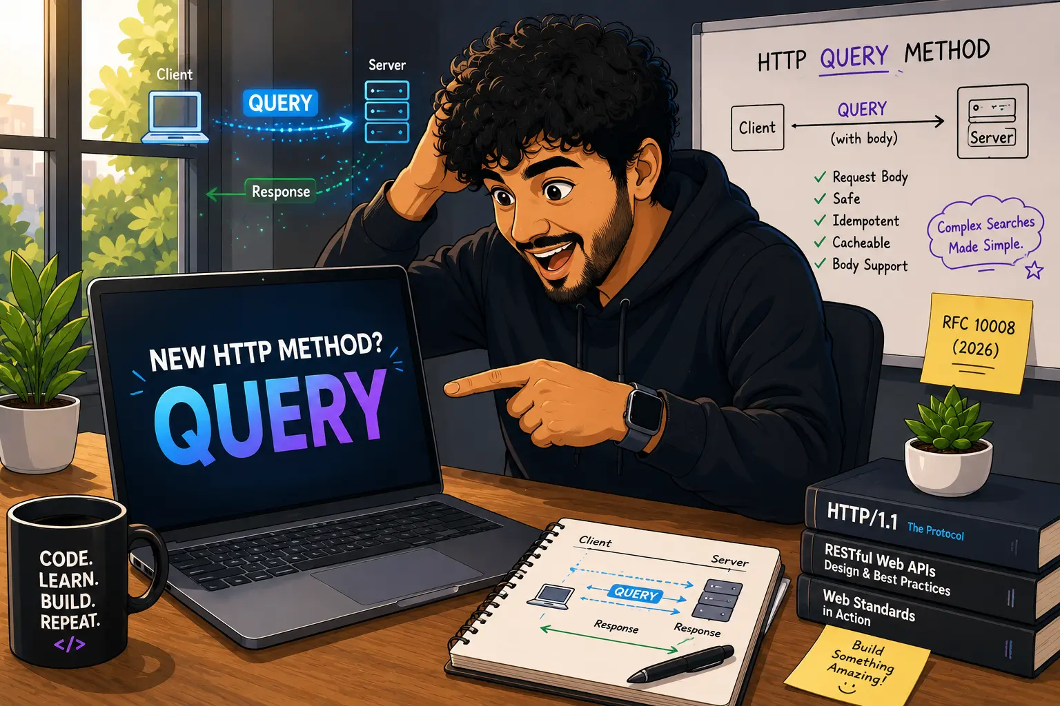 Illustration representing the new HTTP QUERY method (RFC 10008)