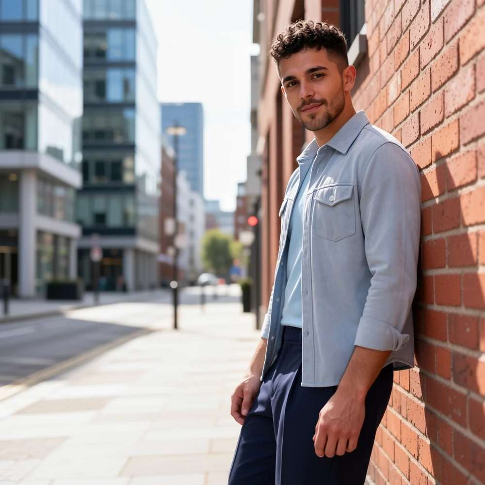 Existing TriFit result showing Mateo in a light blue overshirt