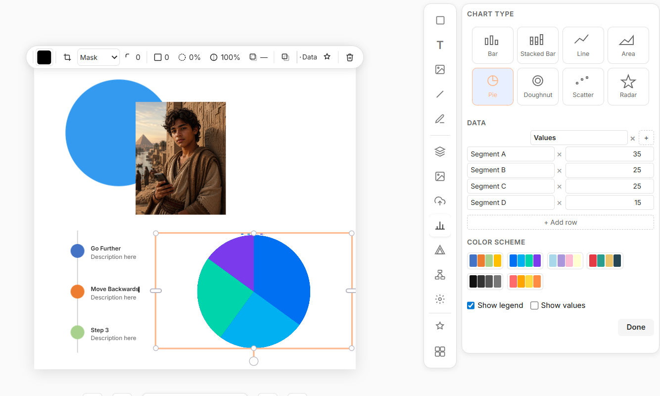 Avnac Vue – Editor with toolbar, panels and canvas