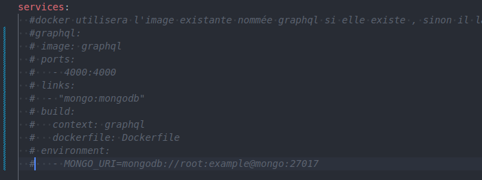 Code à commenter dans stack.yml