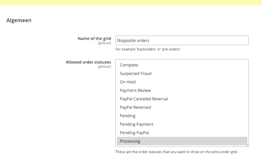 Configuration screenshot