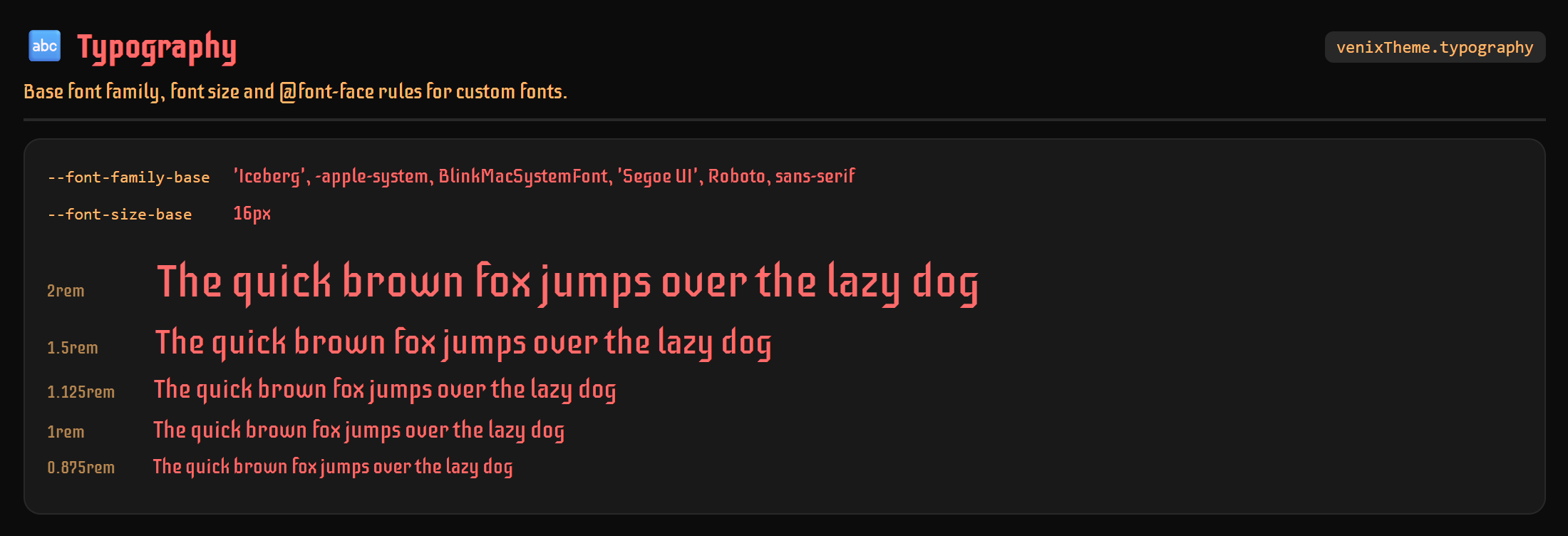 The Iceberg font at several sizes