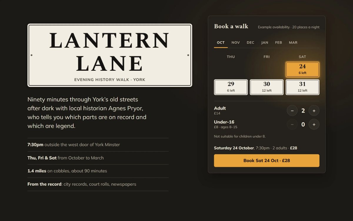 Lantern Lane, an evening history walk, built as York's street nameplates