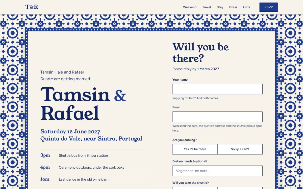 Tamsin & Rafael, a wedding in Sintra, built as an azulejo tile panel