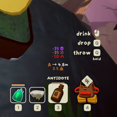 The overlay above the held item