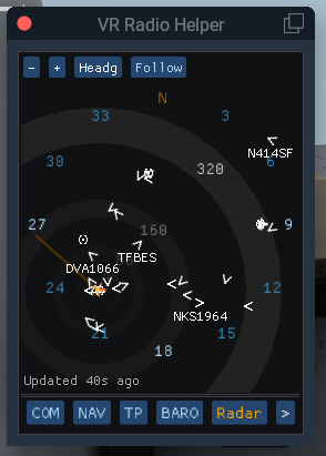 VR Radio Helper Radar Screenshot