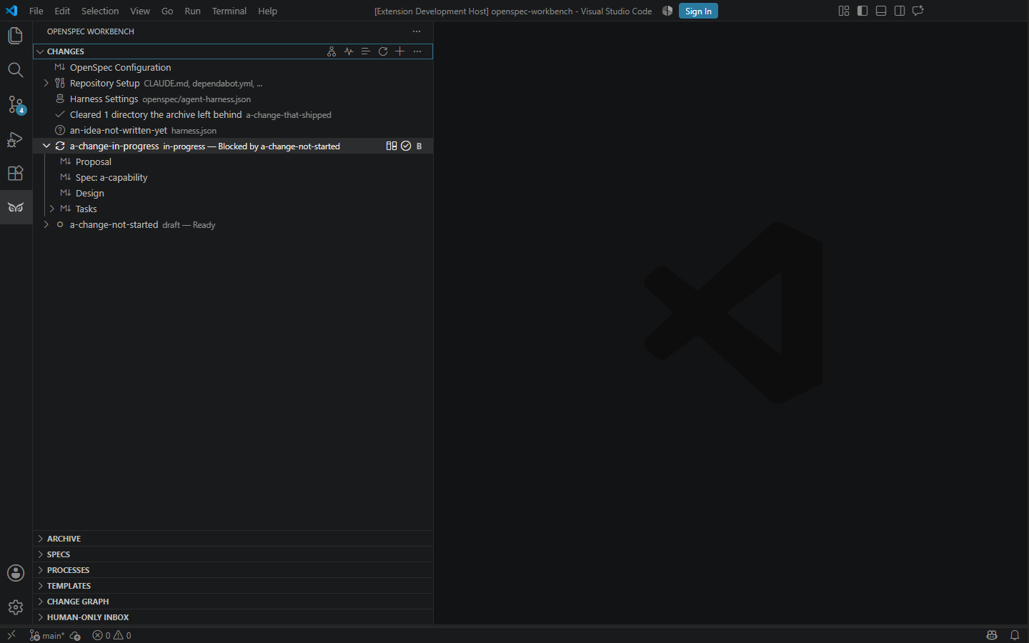 The Changes view reading "Cleared 1 directory the archive left behind", with a directory it kept beneath it