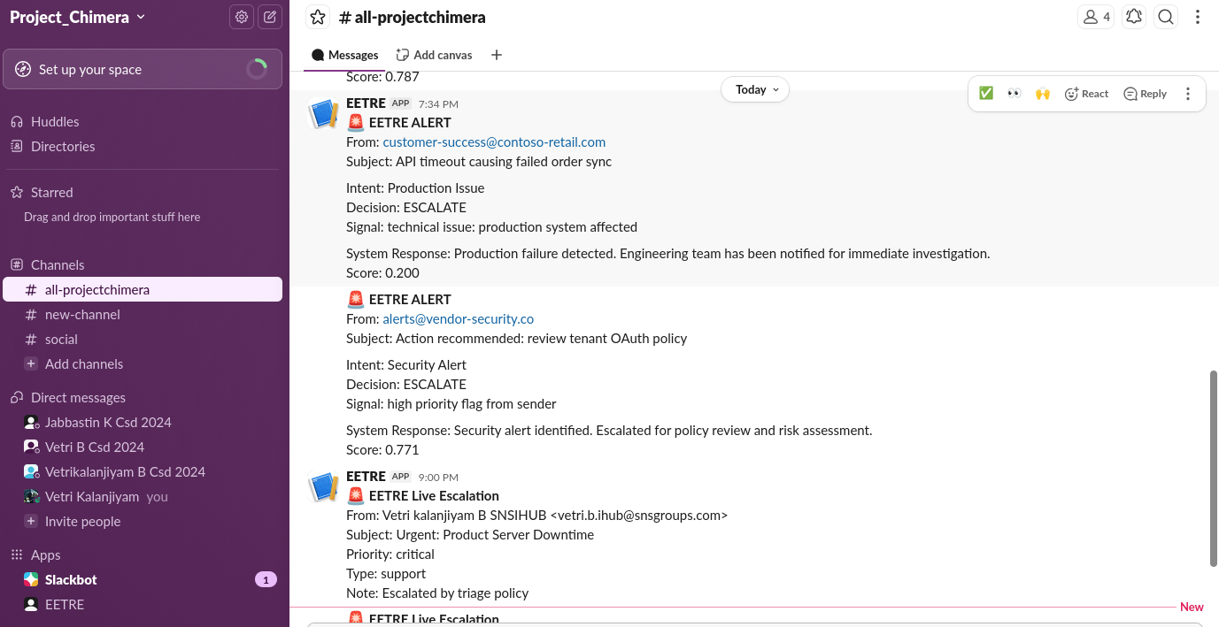 Structured escalation to Slack