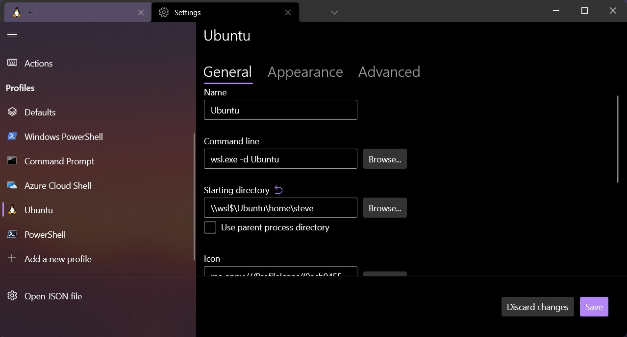Starting directory in Ubuntu terminal