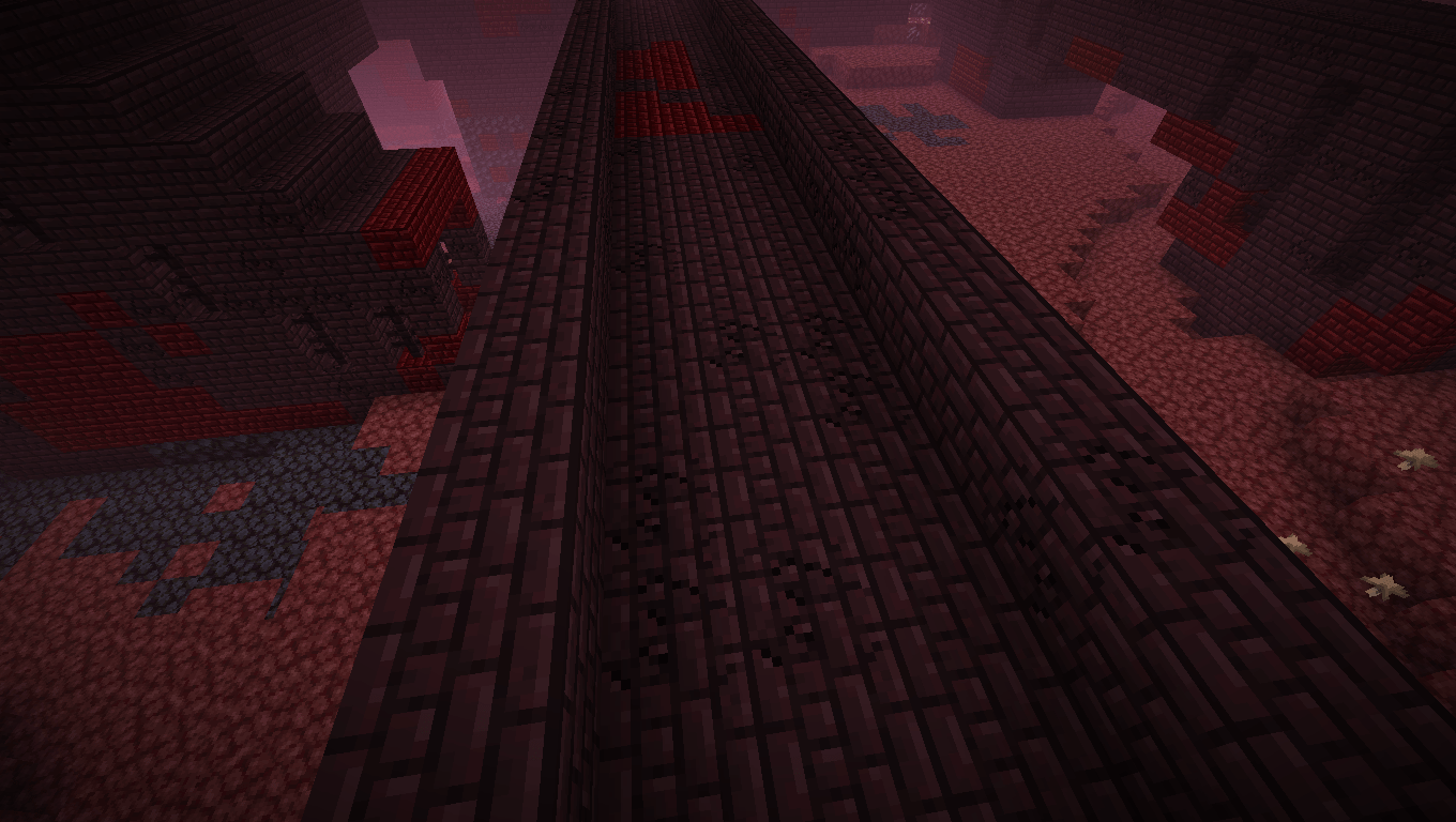 A Nether Fortress with cracked bricks