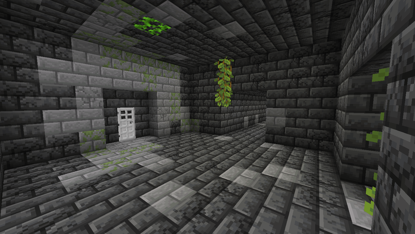 A Stronghold corridor made of Deepslate Bricks