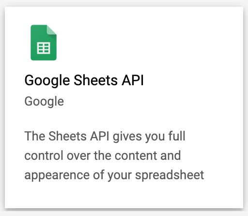 Menu to Google Sheets API