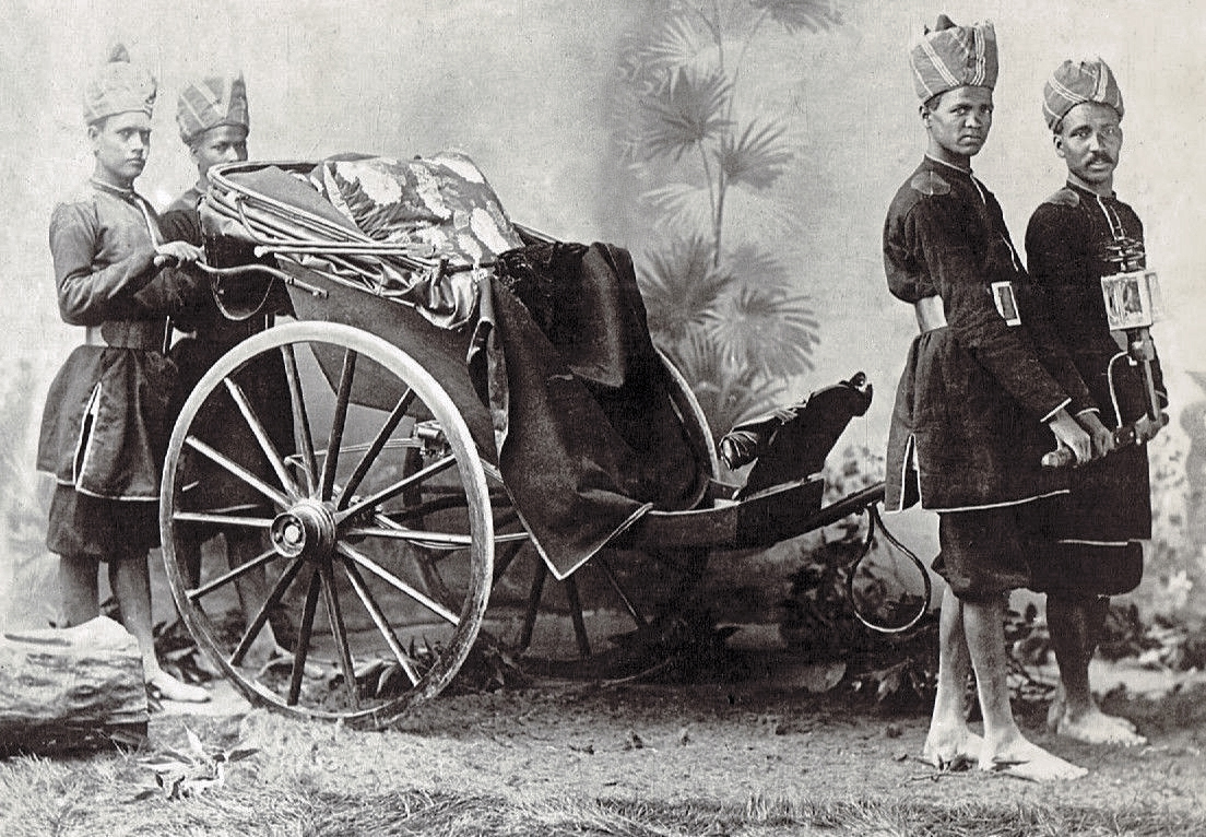 1890s Indian pulled rickshaw