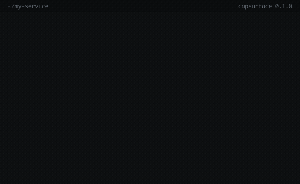 Terminal animation illustrating a synthetic dependency update blocked by capsurface