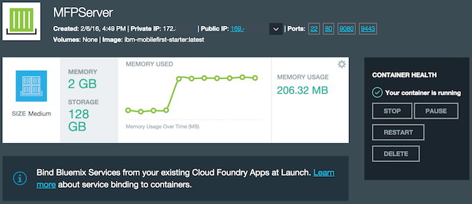 MFP Container running