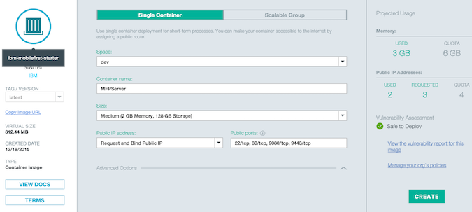 Create Container Information