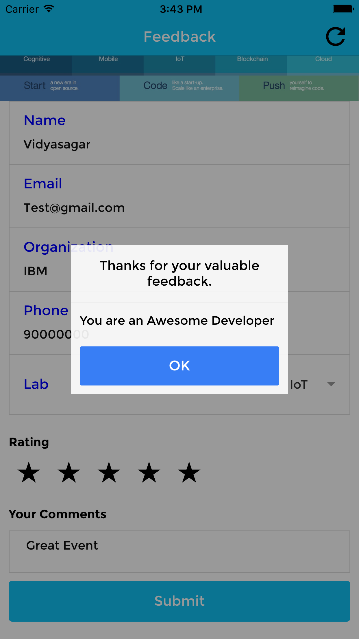 A feedback app in minutes with Ionic and Cloudant – VMacWrites