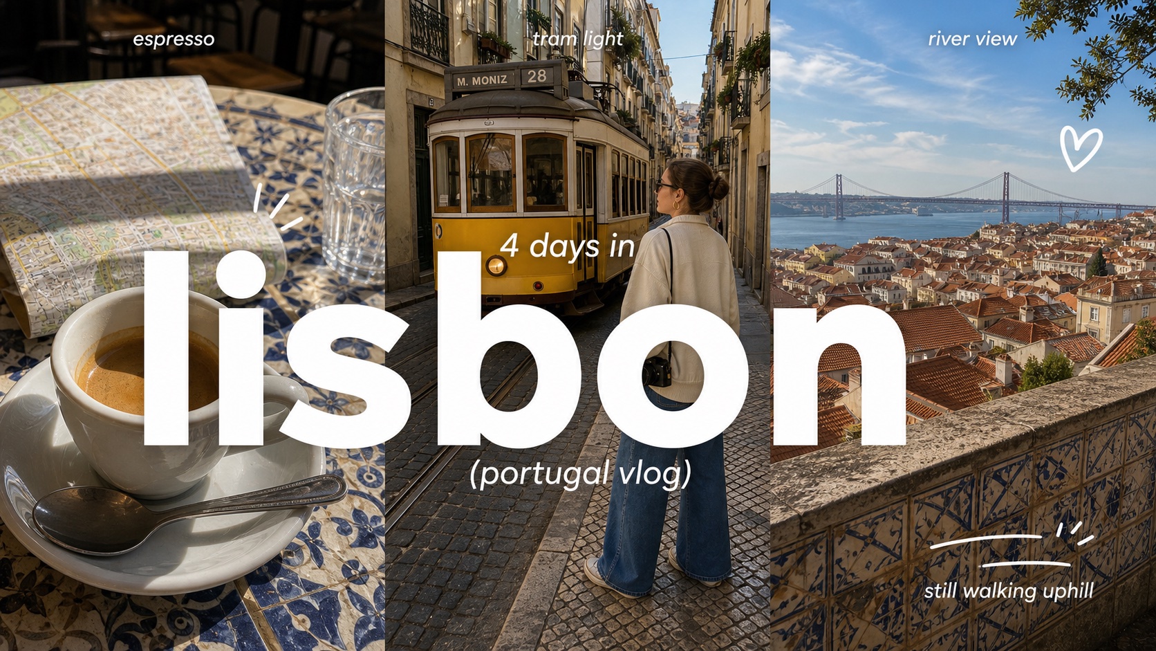 Clean Triptych Travel Vlog Thumbnail Style