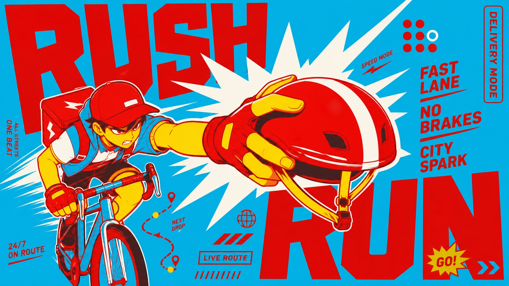 Cyan Red Shockwave Type Poster Style