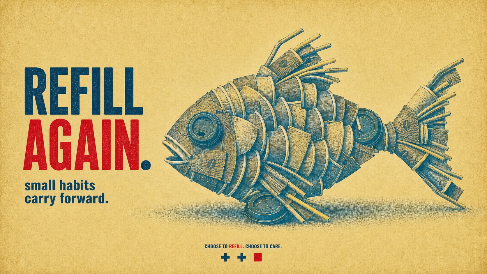 Halftone Assemblage Metaphor PSA Poster Style