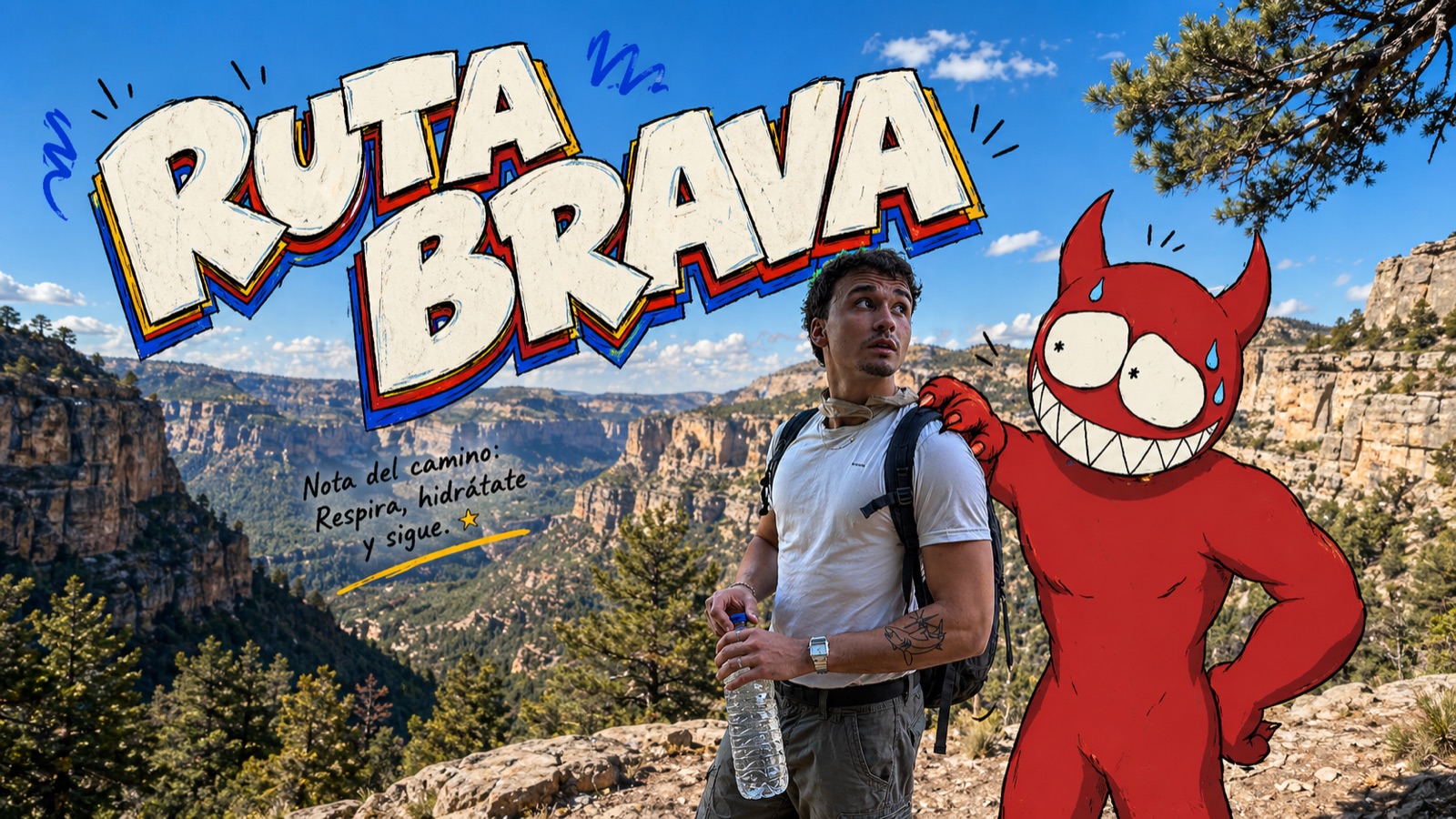Mountain Trail Monster Doodle Poster Style