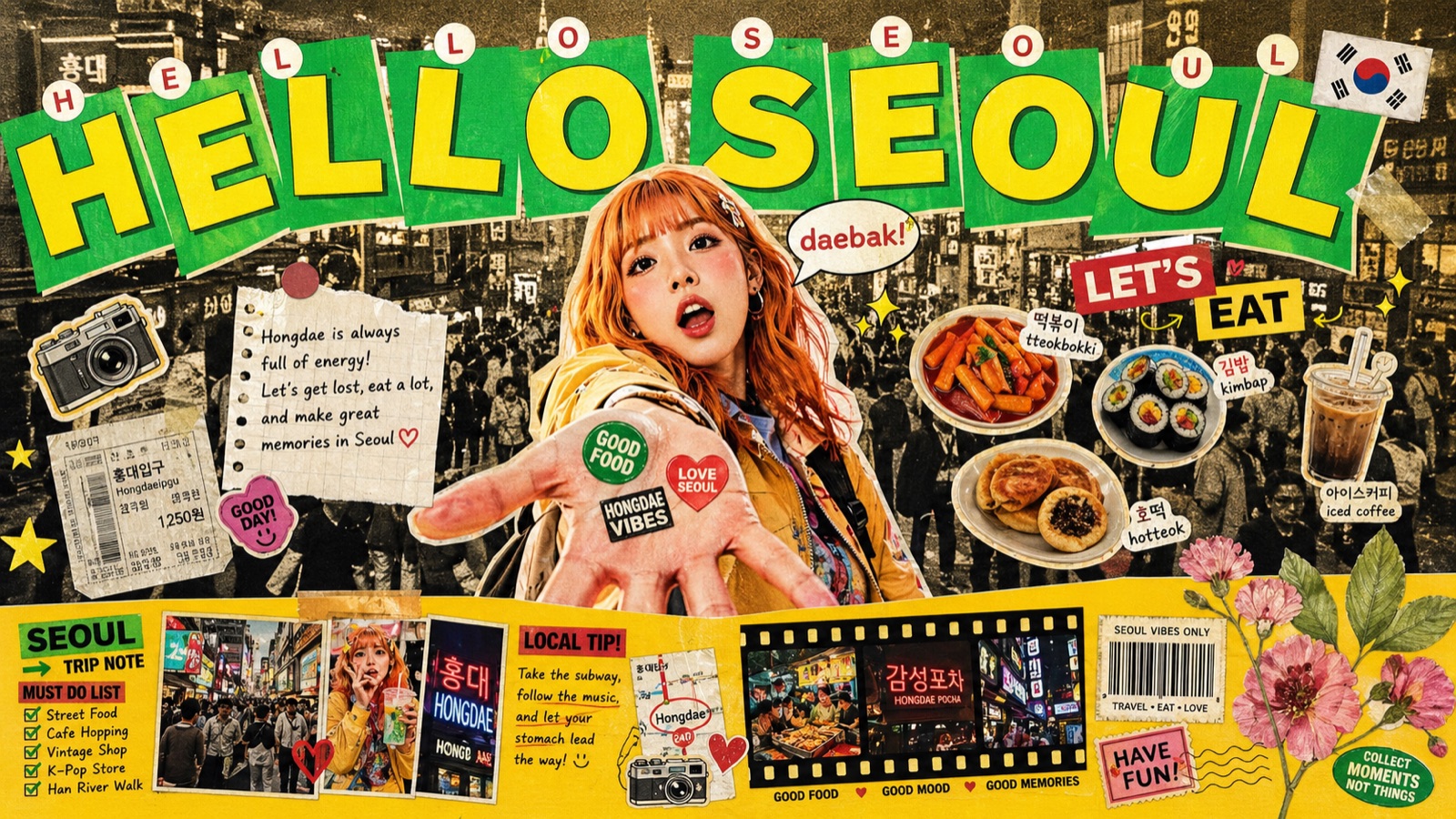Tokyo Kawaii Travel Collage Poster