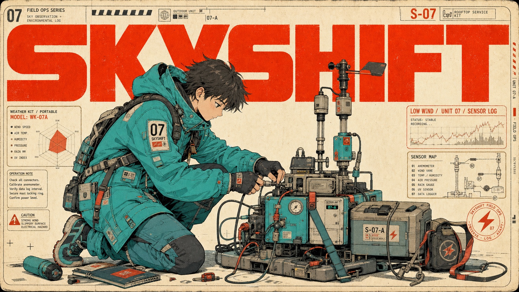 Turquoise Red Techno Manga Poster Style