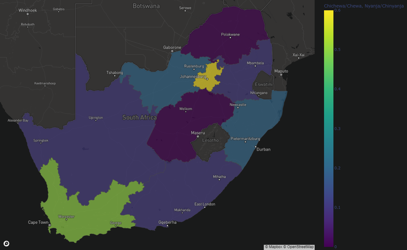 Chichewa/Chewa Nyanja/Chinyanja Languages Map