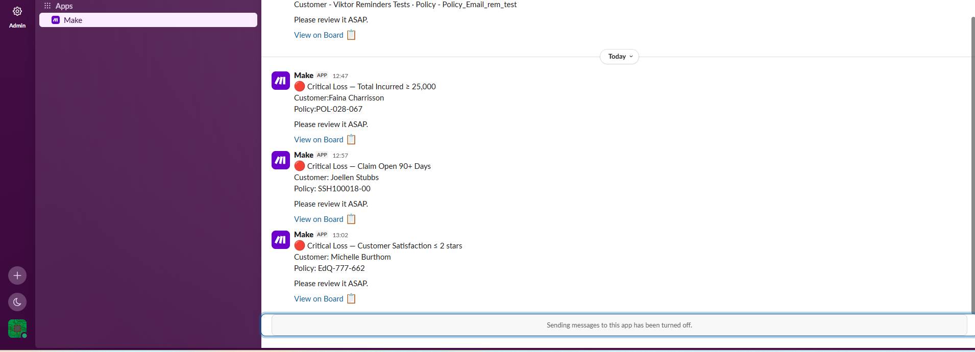 Slack critical escalation alert