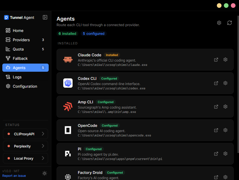 Agents configuration