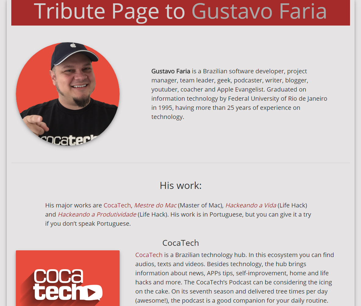Tribute Page to Gustavo Faria