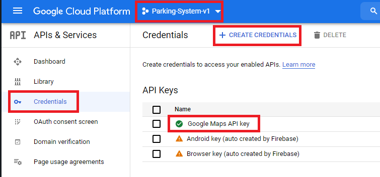 Google API key