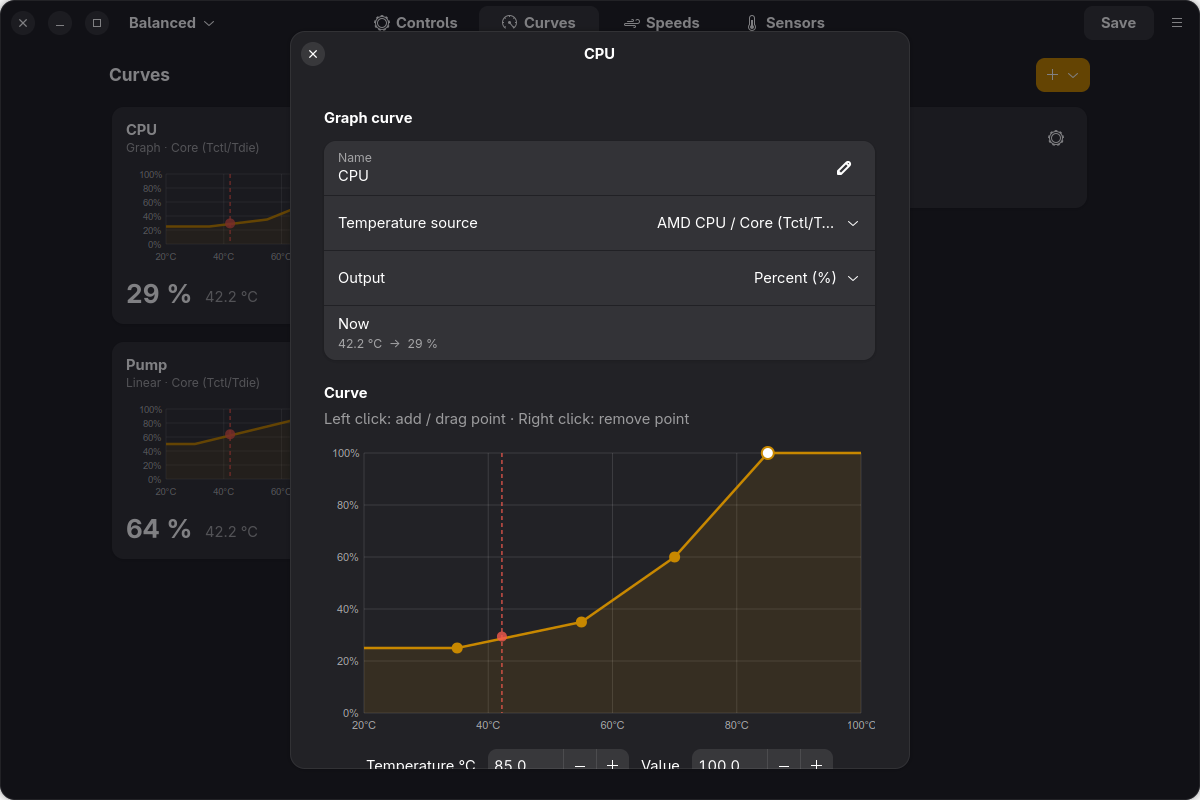 Curve editor, dark theme
