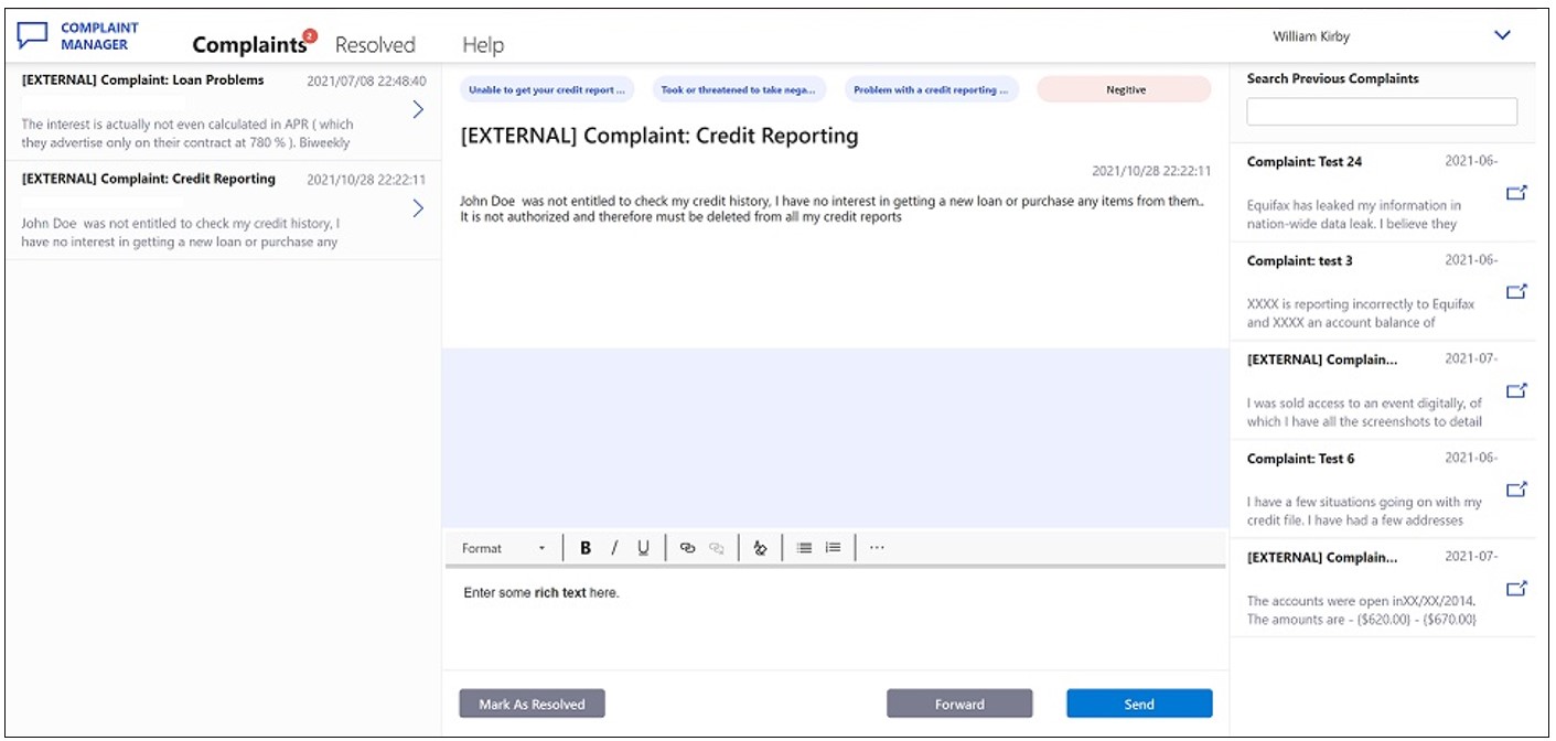 Customer Complaint Management Dashboard